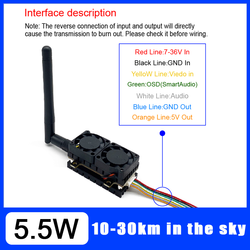 ยาว 5.8GHz 5.5W เครื่องส่งสัญญ - Drone Racing Frame บทวิจารณ์และราคา